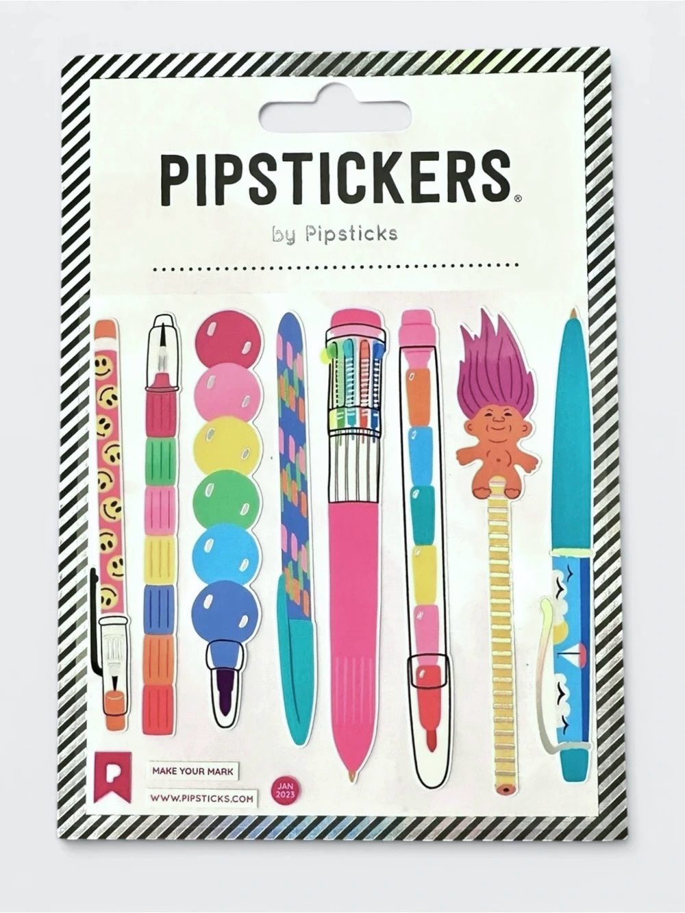 Pipsticks Retro Pens Sticker Sheet NWT Sealed | 90s Retro Stationery